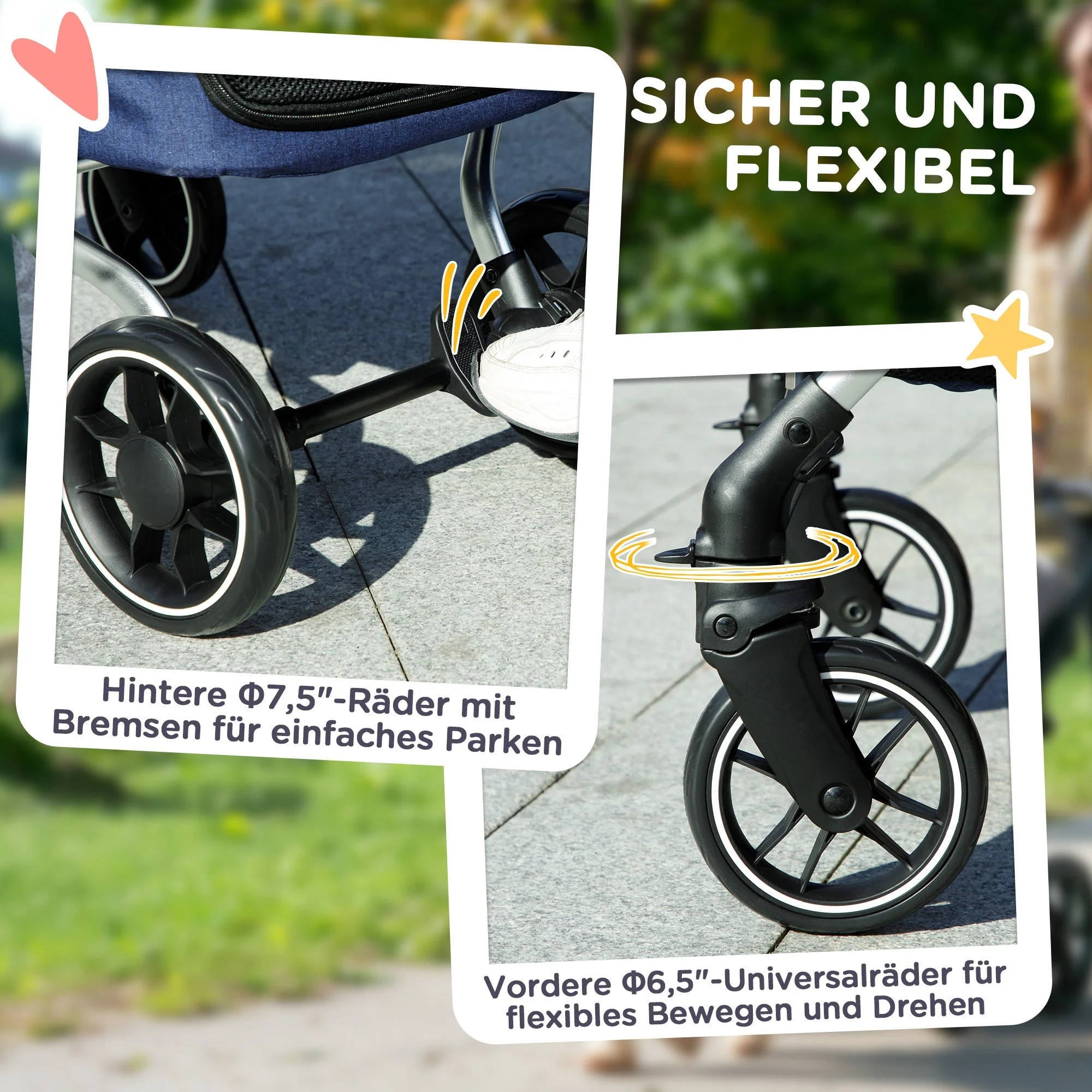 Dog Stroller, Foldable Aluminum, Dark Blue - Image 7