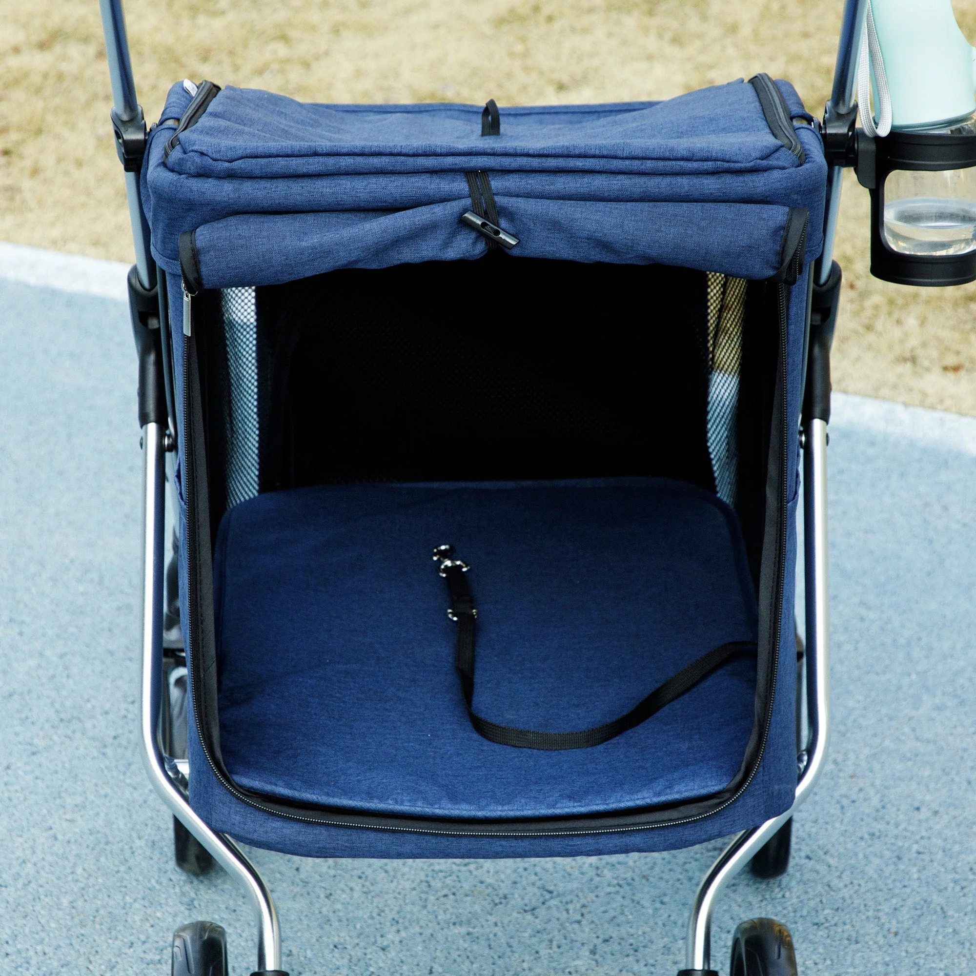 Dog Stroller, Foldable Aluminum, Dark Blue - Image 8