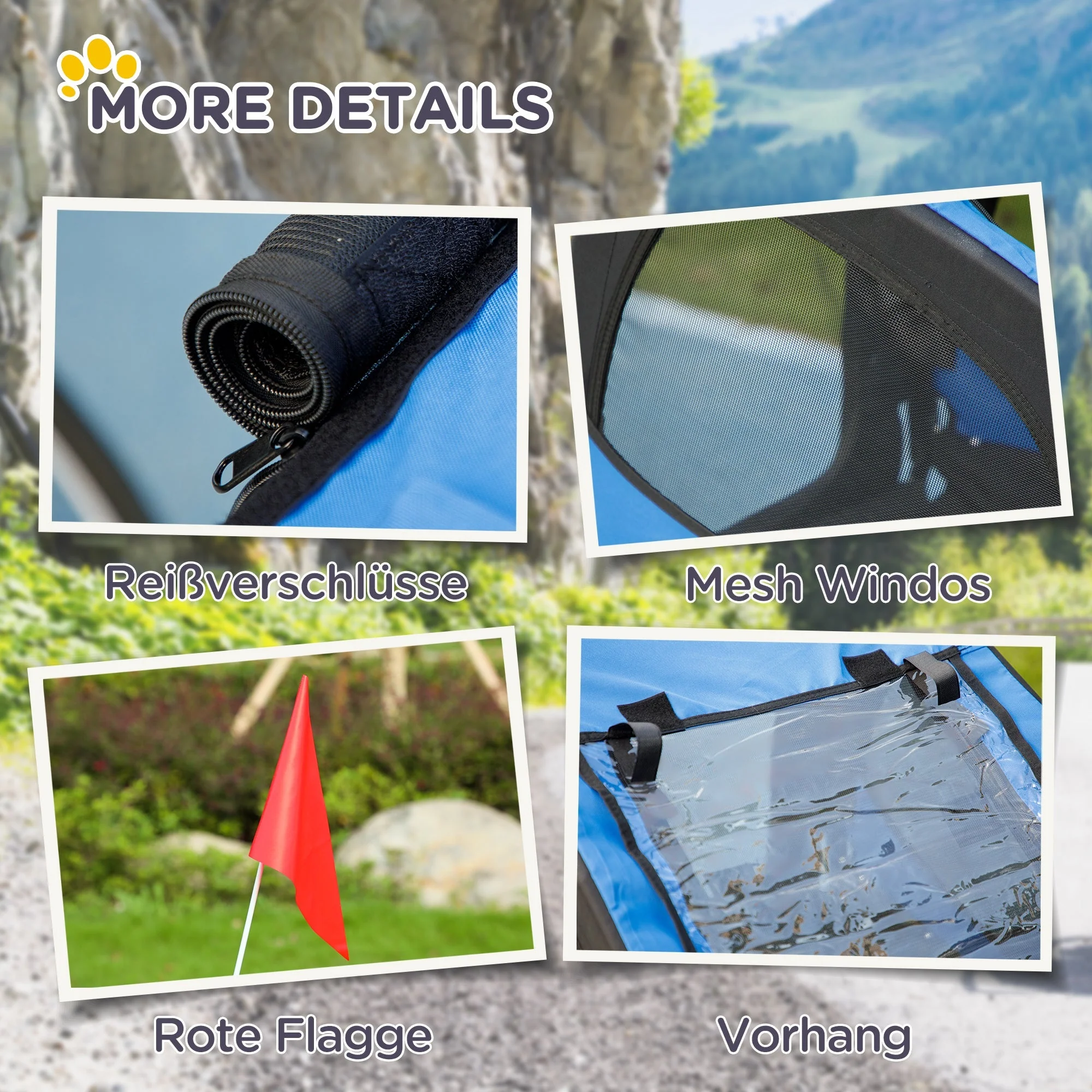 Dog Trailer, Folding Bicycle, Water-Resistant, Blue - Image 7