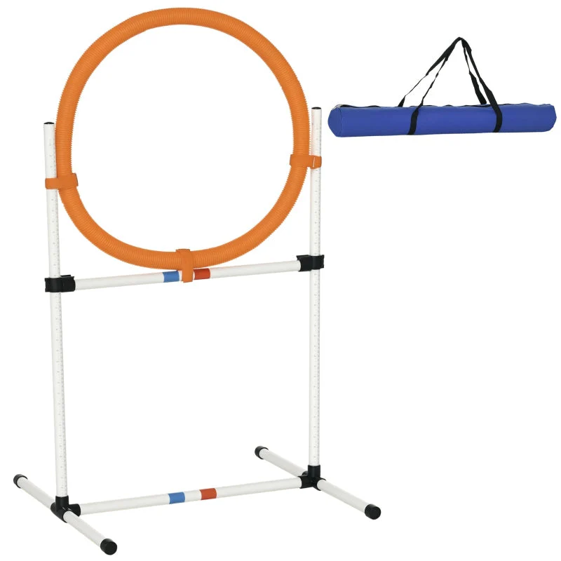 Dog Training Set Agility Jumping Ring Portable PE White + Orange - Image 2