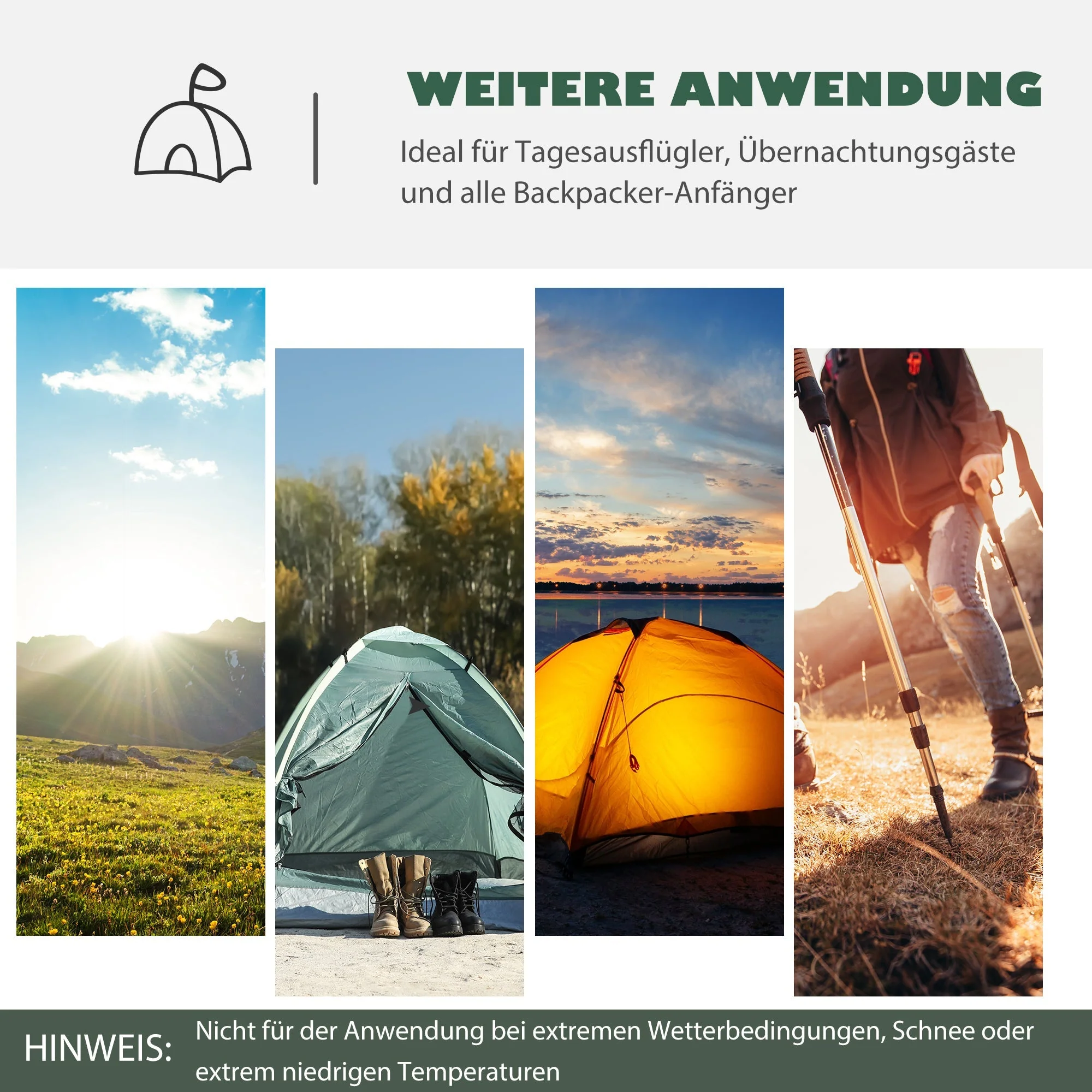Dome Tent 2-3 Persons Fiberglass Polyester Green+Yellow - Image 6