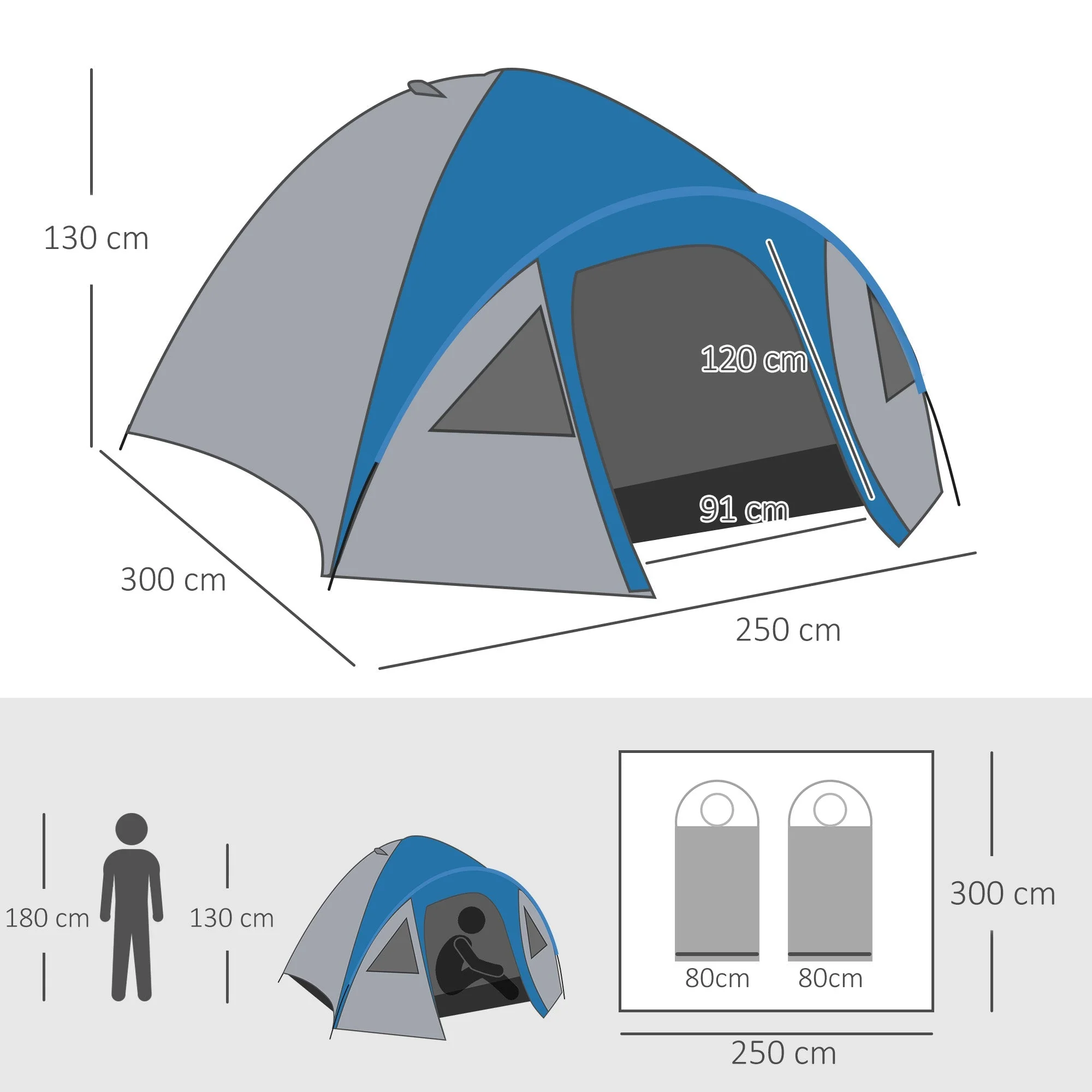 Dome Tent, Outdoor Igloo, 4 Person, 4 Seasons, Waterproof, Double-Walled - Image 3