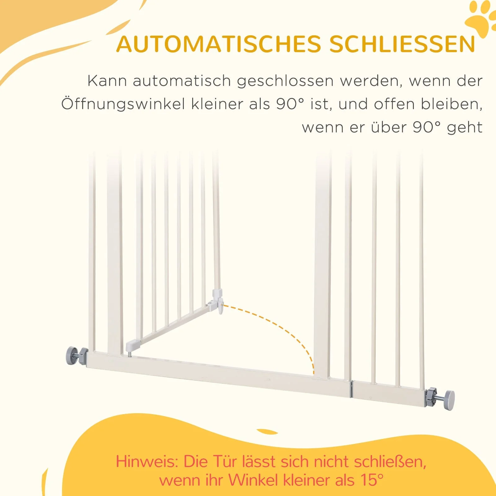 Door Safety Gate, No Drilling, Double Lock, 97.5 x 104.1 cm, Metal - Image 6
