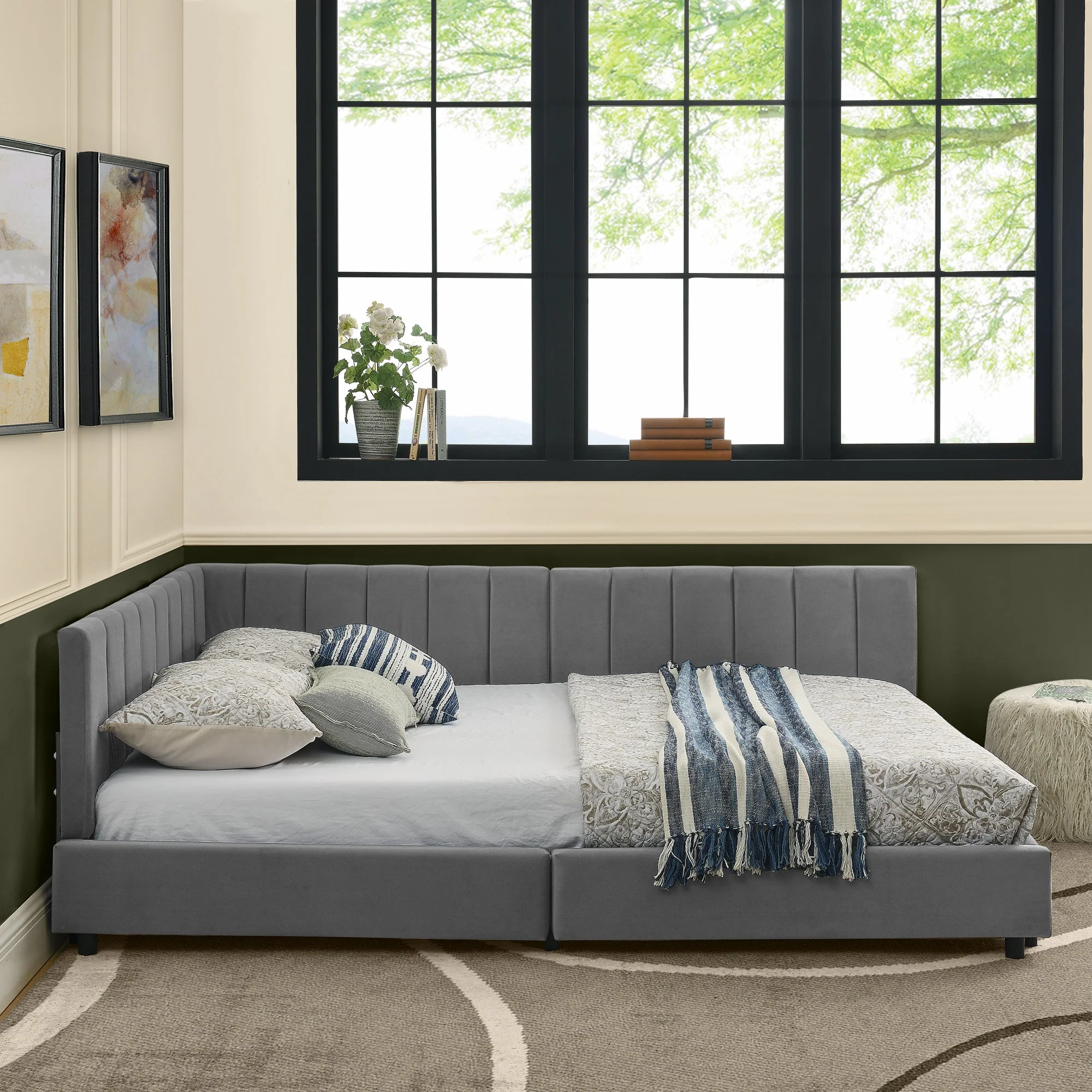 Double Bed High Backrest 160x200cm, Dark Grey Velvet - Image 6