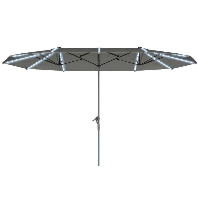 Double Parasol, Solar LED, UV 50+, Aluminium, Dark Grey - Image 2