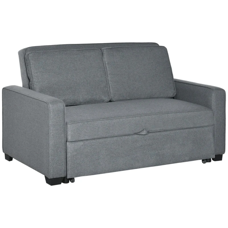 Double Sofa Bed with Adjustable Backrest, Pull Out, Click Clack, Grey - Image 2