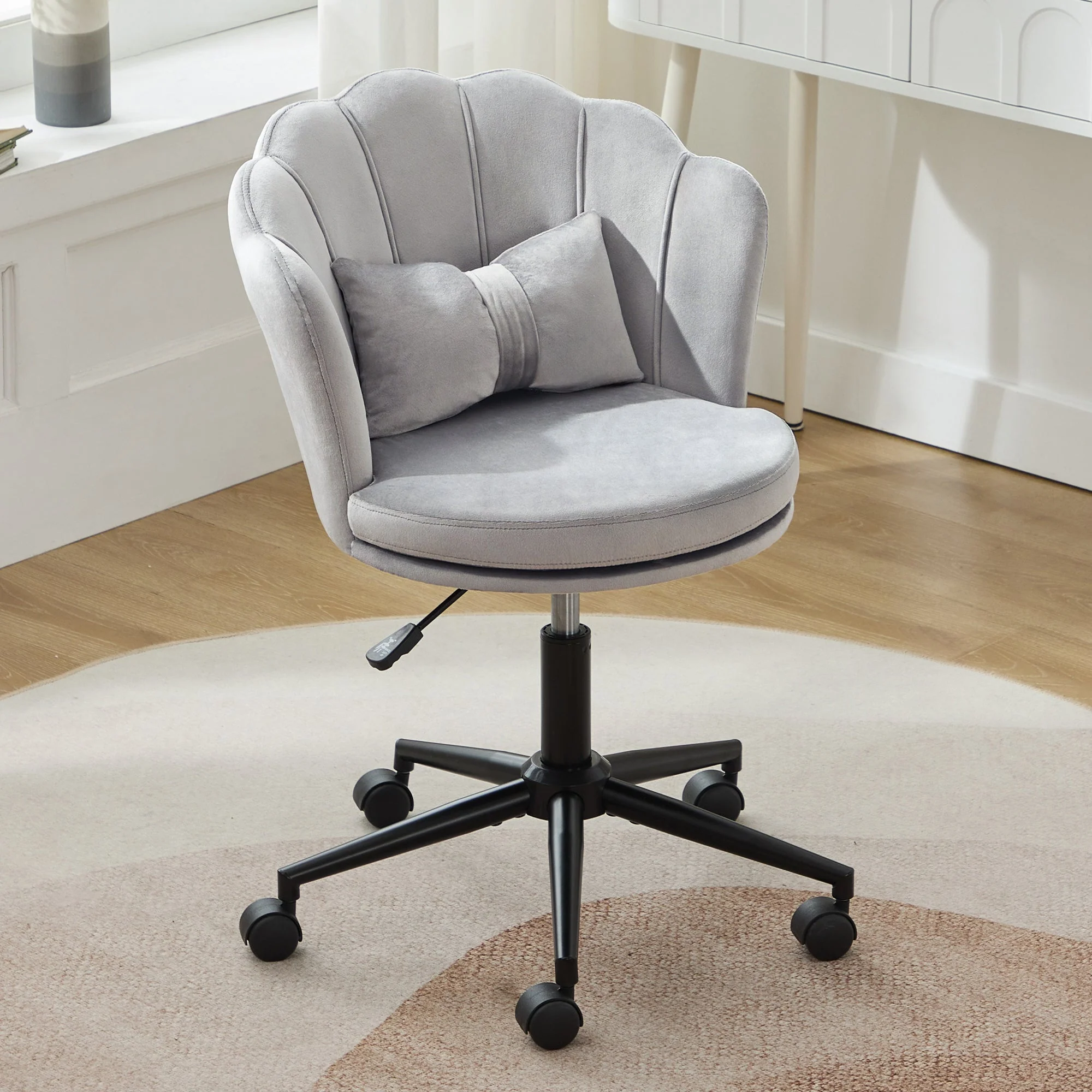 Dressing/Office Chair, Petal Backrest Butterfly Lumbar Cushion Height Adjustable, Soft Seat Cushion - Image 3