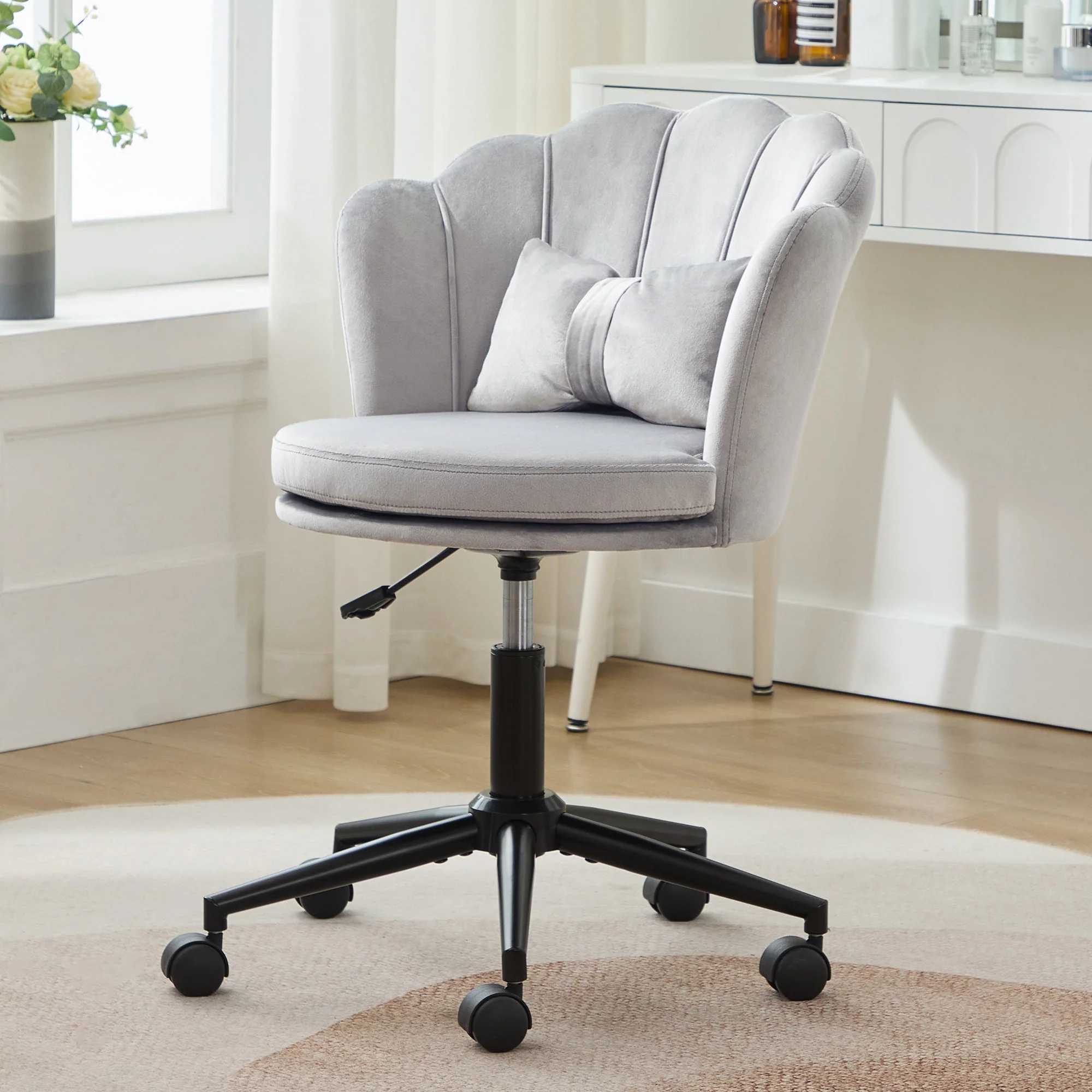 Dressing/Office Chair, Petal Backrest Butterfly Lumbar Cushion Height Adjustable, Soft Seat Cushion - Image 4