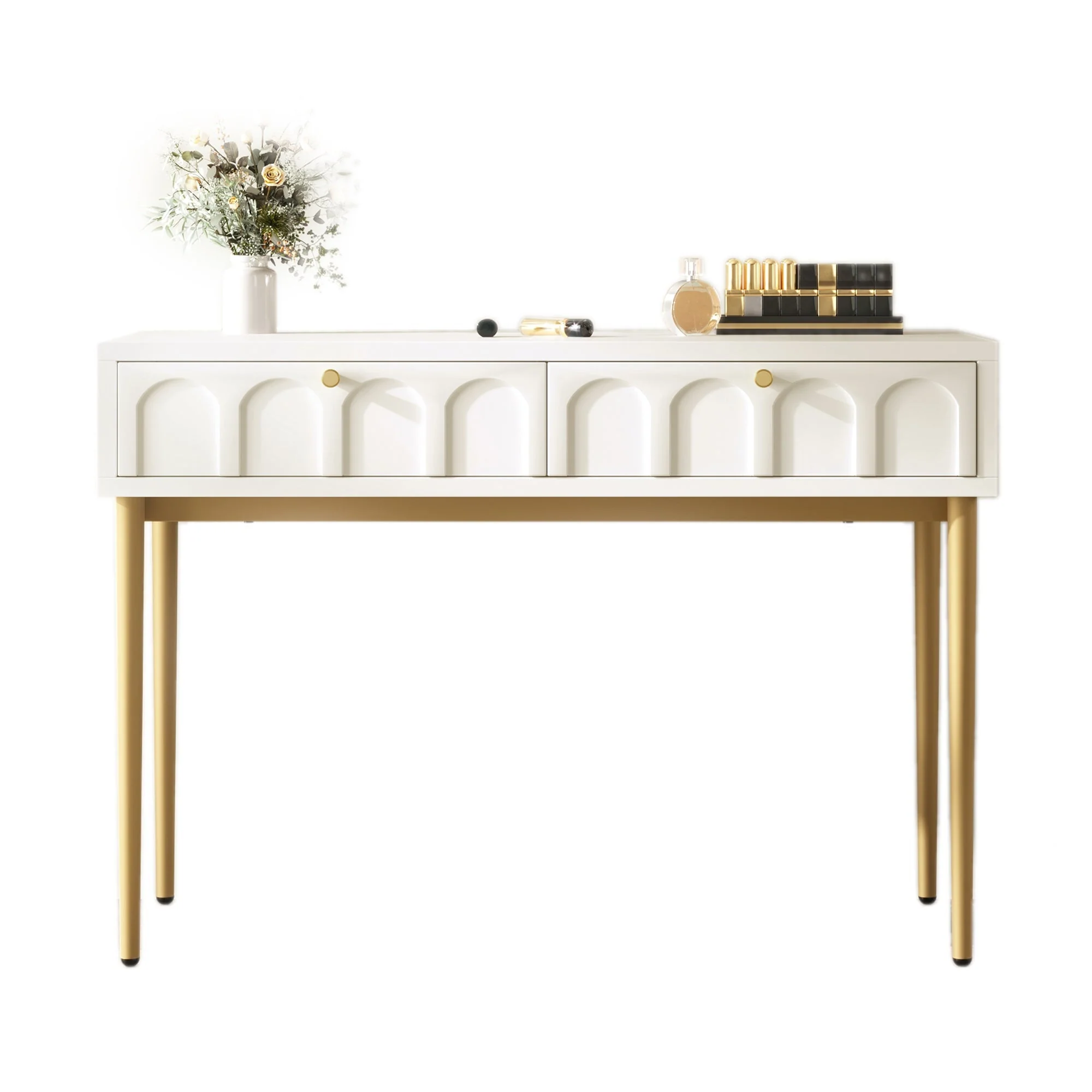 Dressing table 2 drawers 76.5cm height, chest of drawers cream-white - Image 4