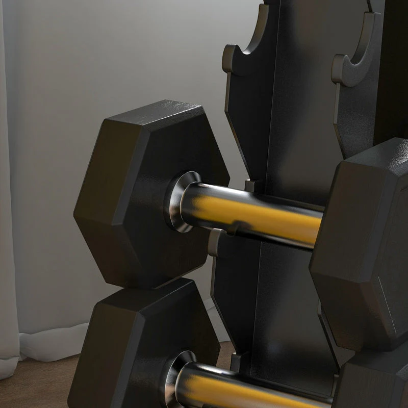 Dumbbell Rack, 10 Dumbbells, 5 Levels, Sturdy Steel, Black - Image 7