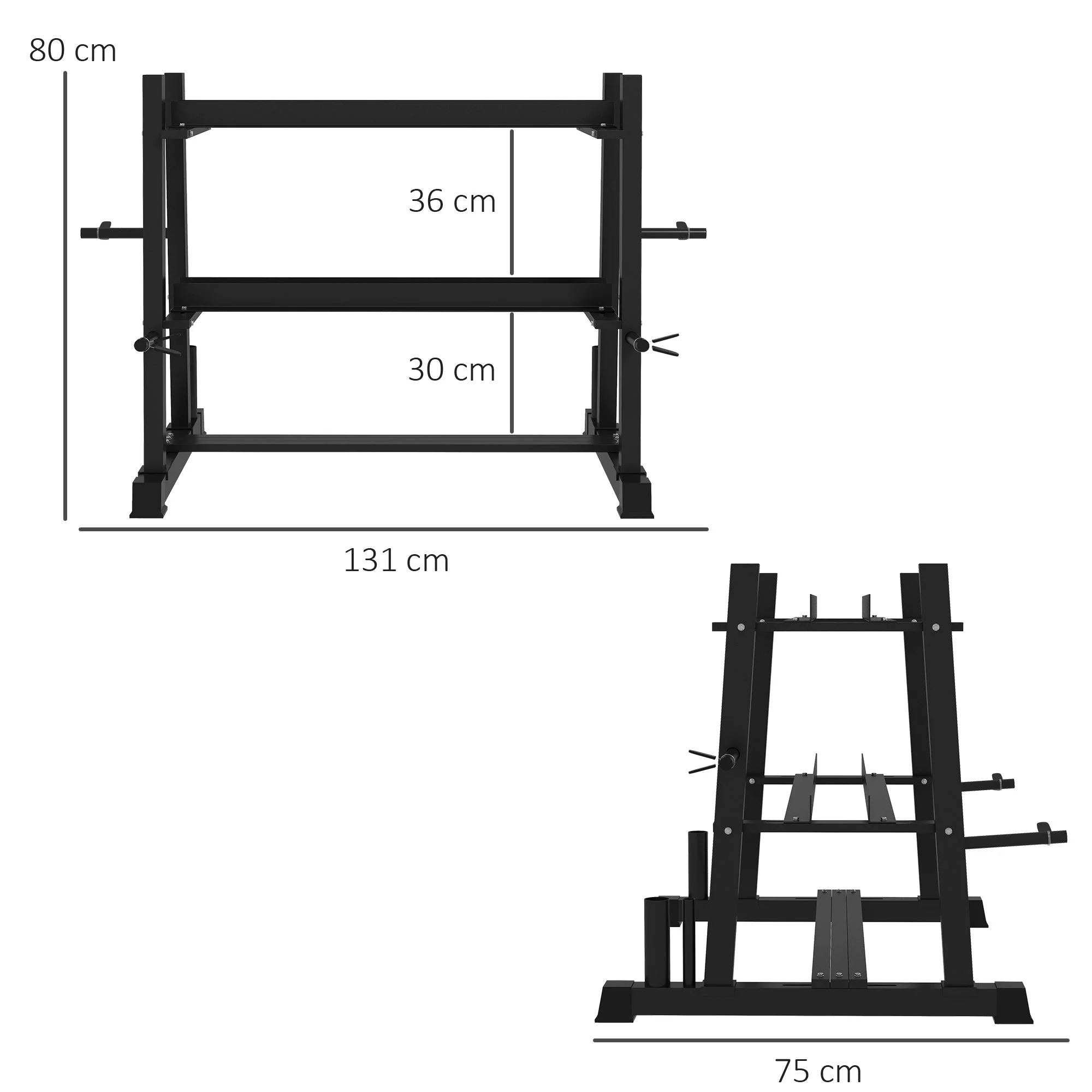 Dumbbell Rack 3 Levels, 200 kg Steel Black - Image 3