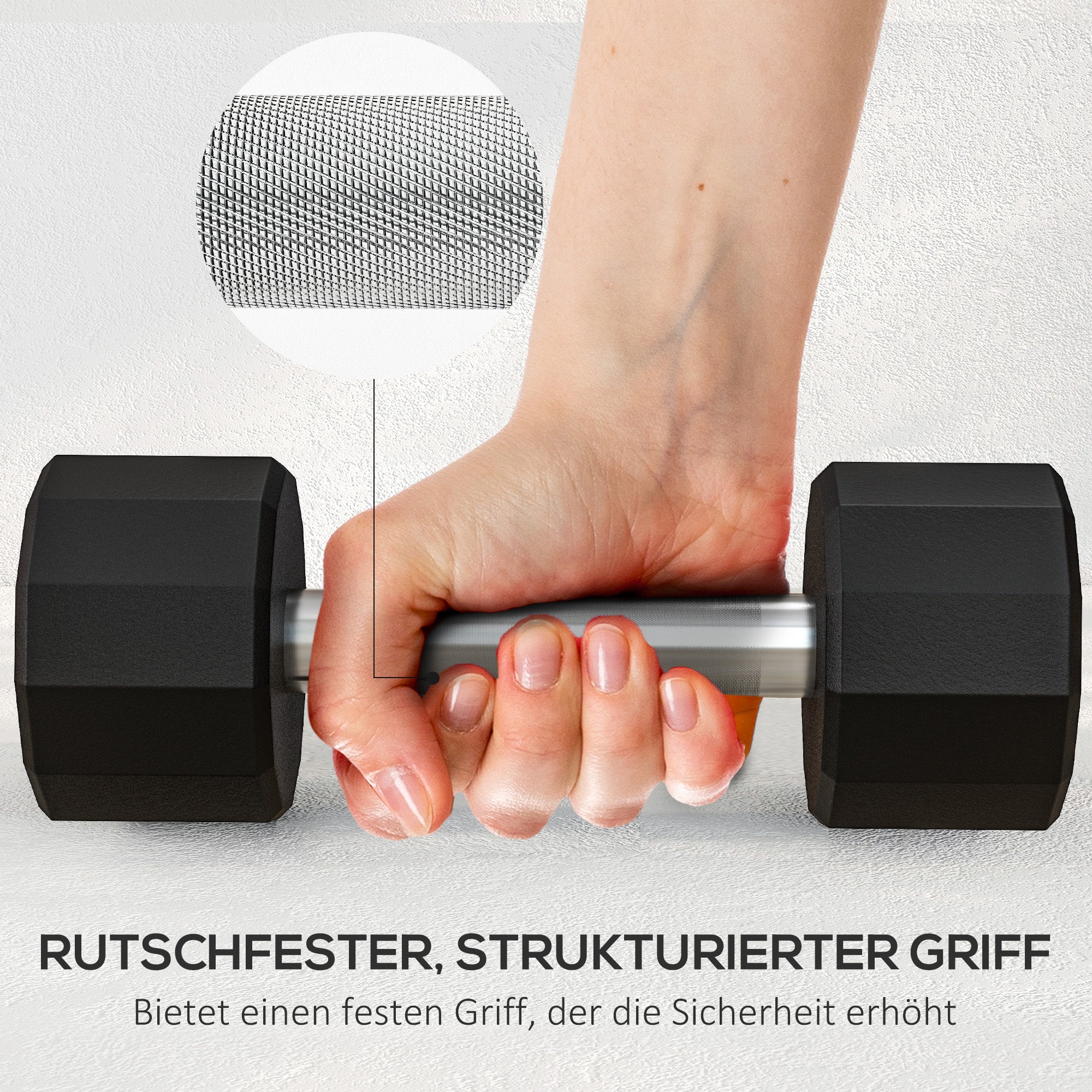 Dumbbell Set 10 kg, Non-Slip Metal, Black - Image 6