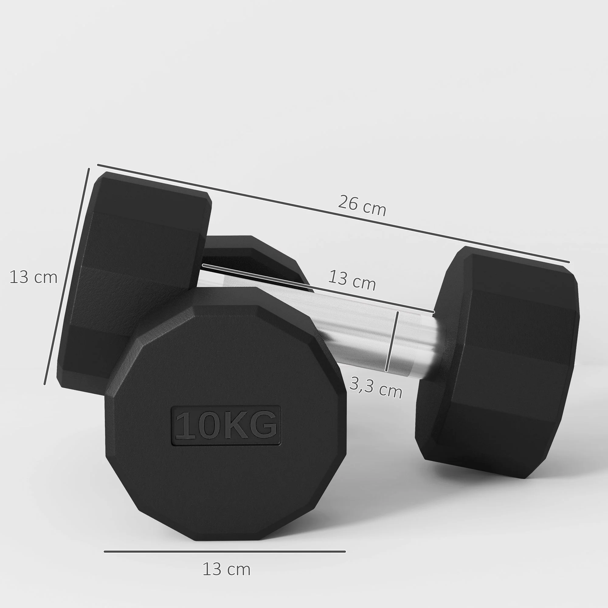 Dumbbell Set 20 kg, Non-Slip, Metal Black - Image 3