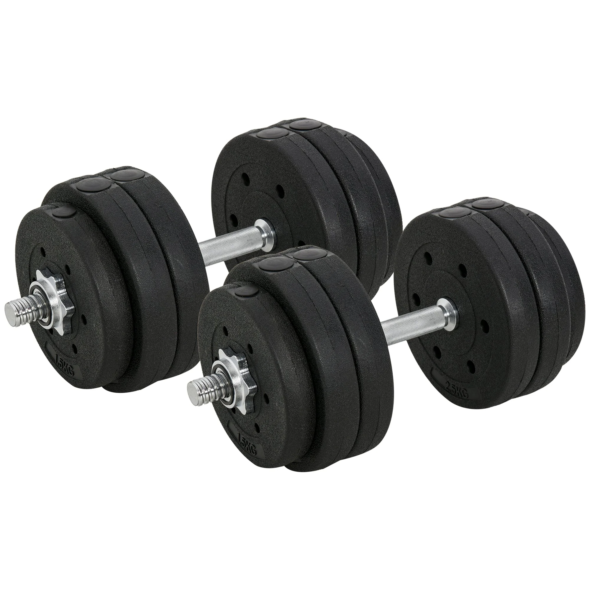 Dumbbell Set 30KG Weight Plates for Home & Gym, Steel PU Black - Image 2