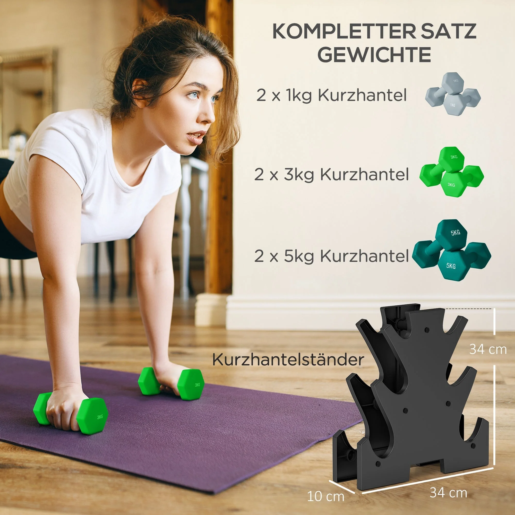 Dumbbell Set 6 Dumbbells with Stand Metal - Image 4