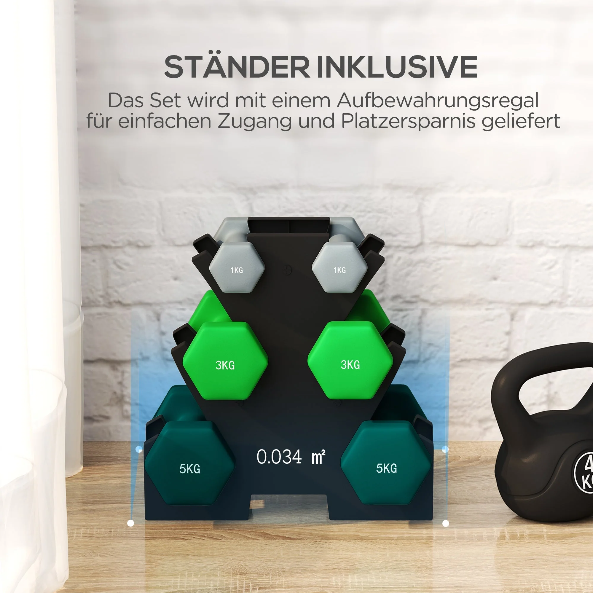 Dumbbell Set 6 Dumbbells with Stand Metal - Image 5