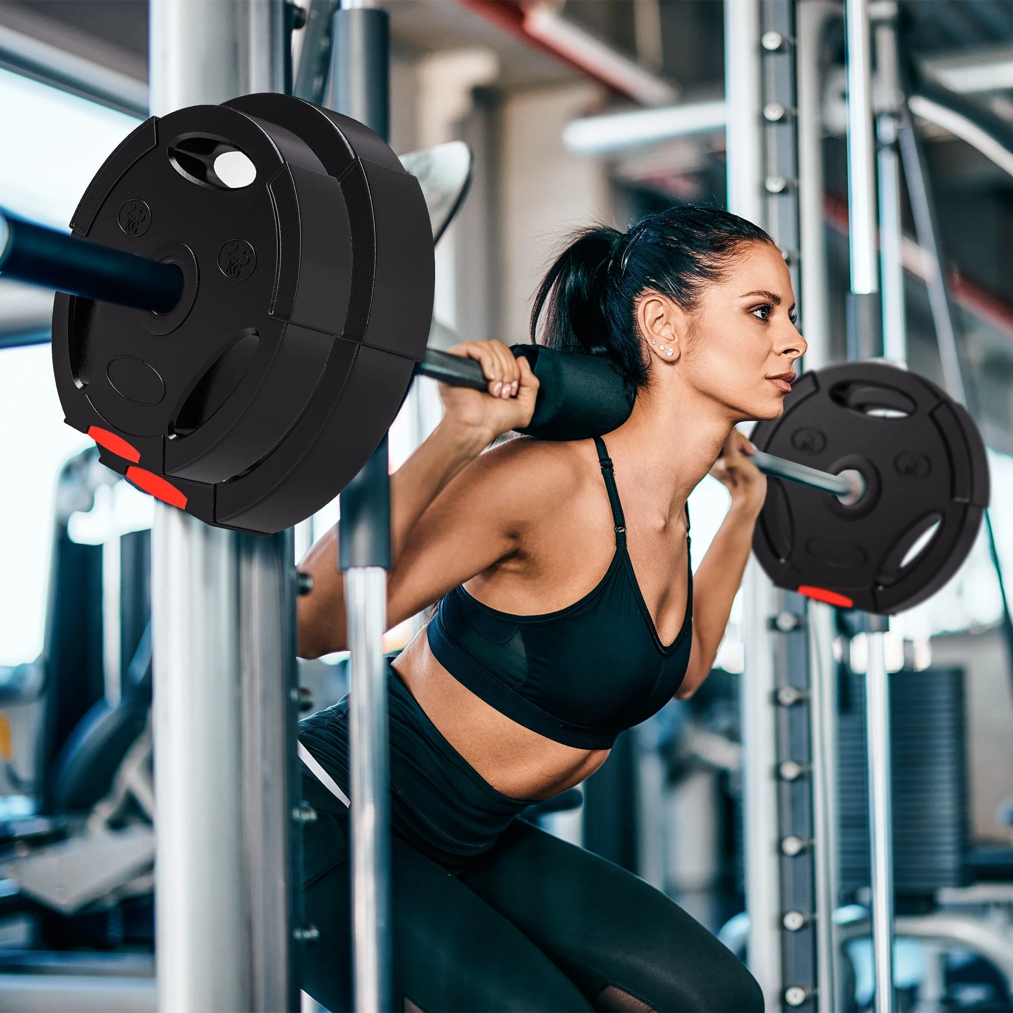 Dumbbell Weights, Set of 4, 2.5kg/5kg Plates, Black