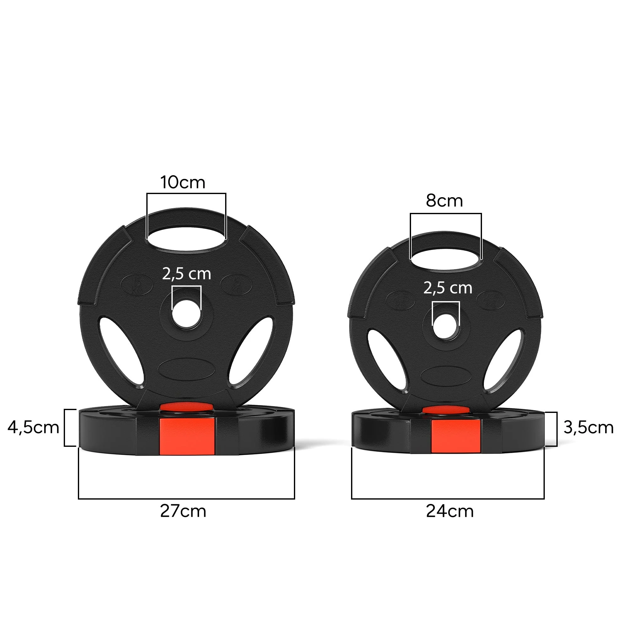 Dumbbell Weights, Set of 4, 2.5kg/5kg Plates, Black - Image 3