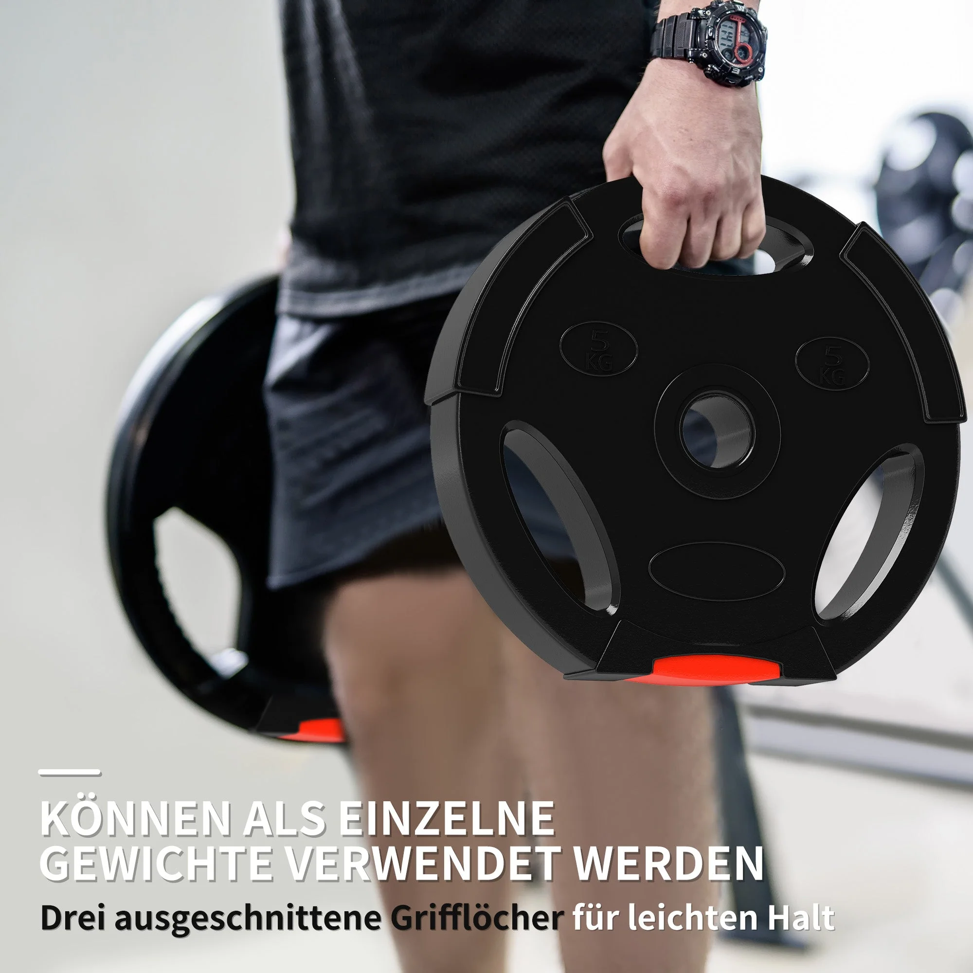 Dumbbell Weights, Set of 4, 2.5kg/5kg Plates, Black - Image 4