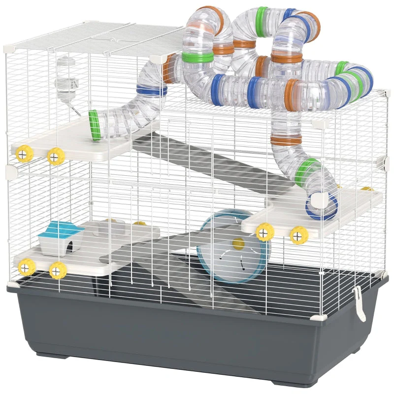 Dwarf Hamster Cage, 4 Levels, Tunnel System, Grey - Image 2