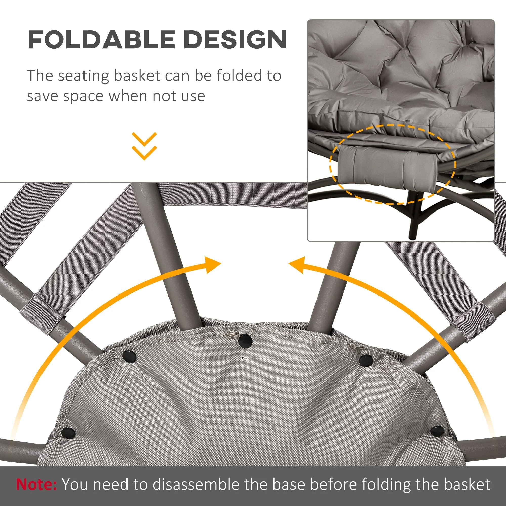 Egg Chair with Cushion and Side Pocket - Brown - Image 6
