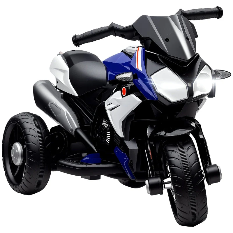Electric Children's Motorcycle with Lights and Sounds, Rechargeable, Blue and White - Image 2