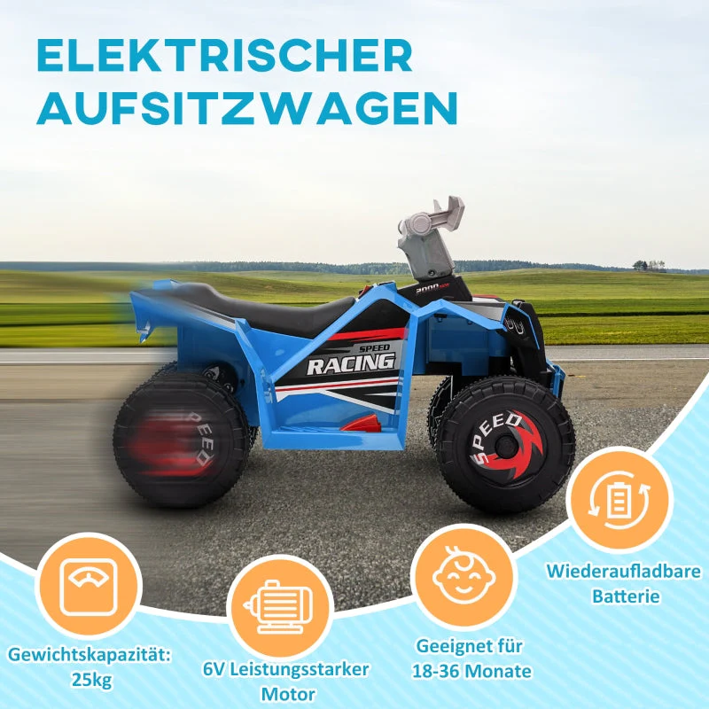 Electric Children's Quad 2.5 km/h Forward & Reverse Gears Blue - Image 4