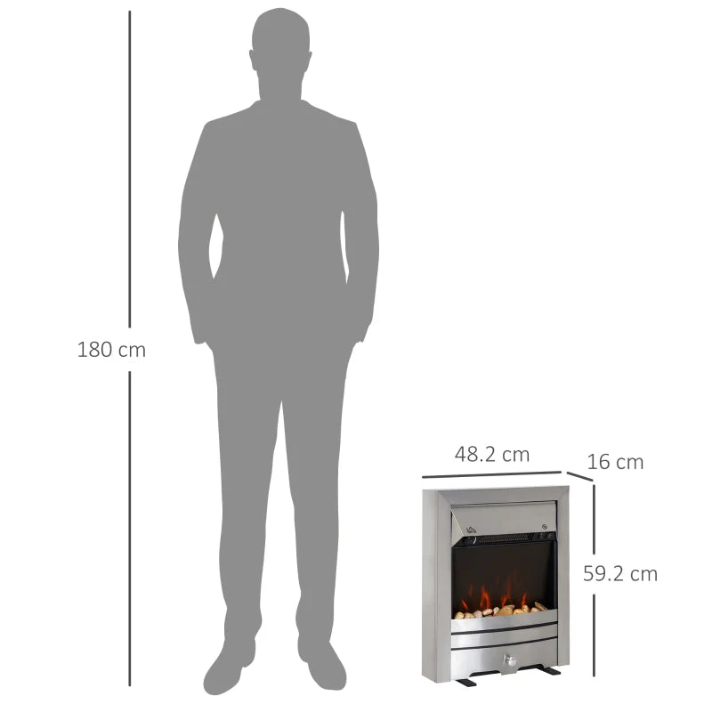 Electric Fireplace, 2KW Pebble Effect Fire Heater, Stainless Steel - Image 3