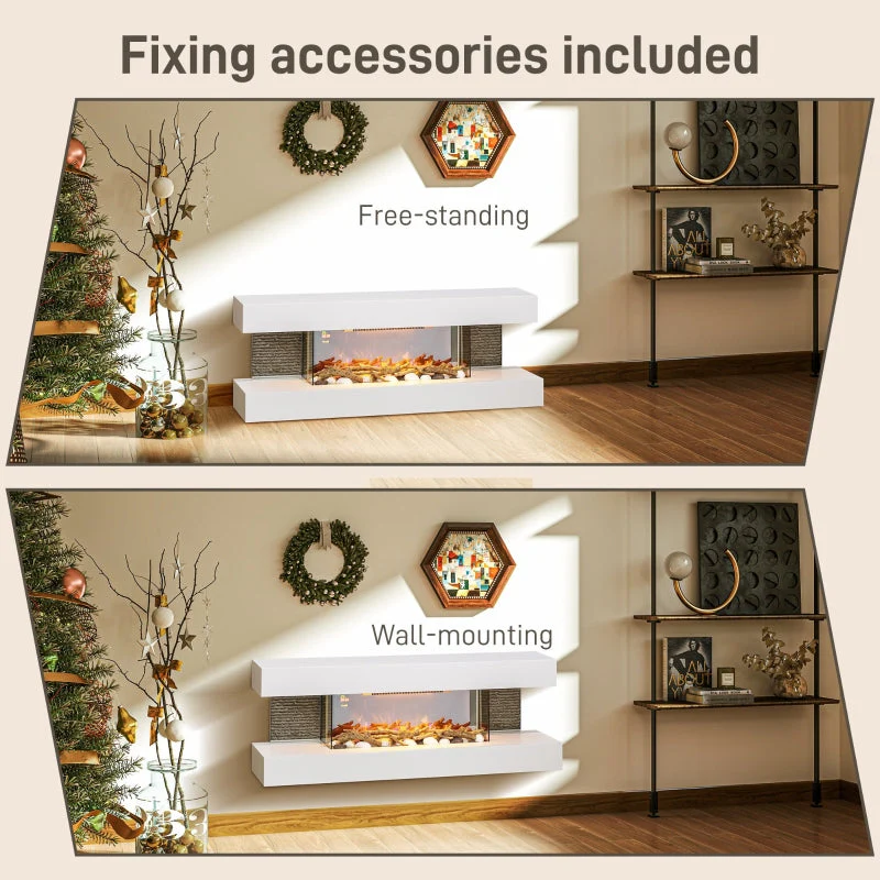 Electric Fireplace 47inch/120cm Wall Mounted Freestanding 2000W Remote Control, White - Image 8