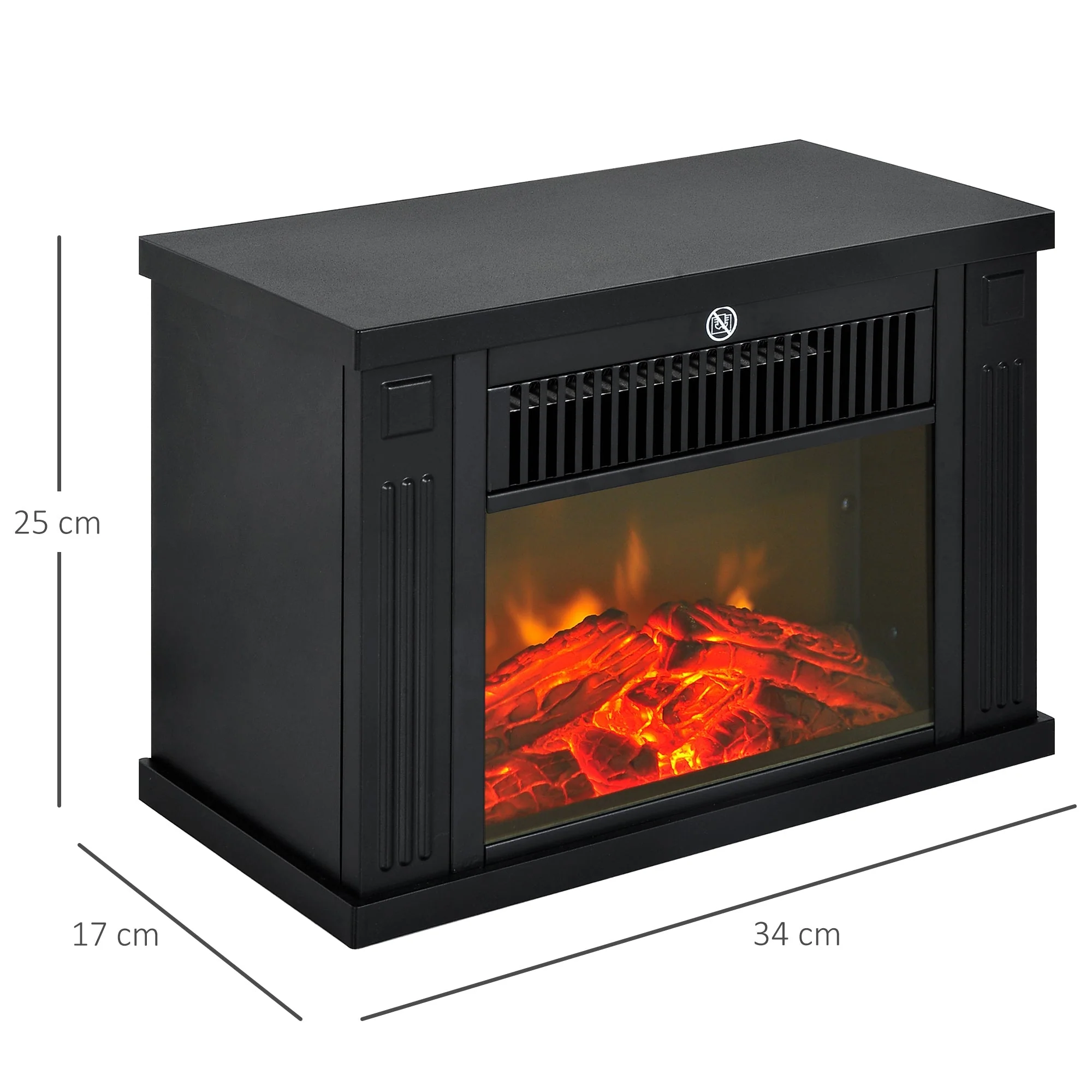 Electric Fireplace, Realistic Flame, Modern Look, Black - Image 3
