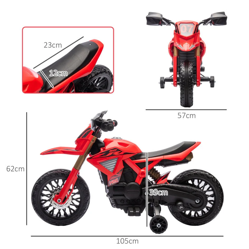 Electric Motorcycle for Children with 6V Battery and Training Wheels, Red - Image 3