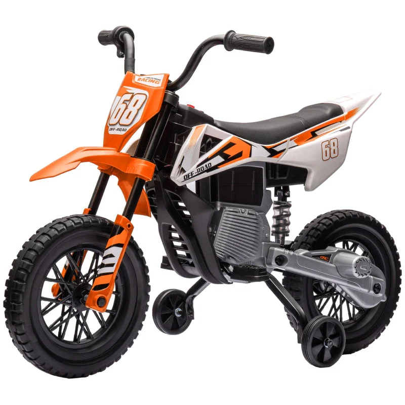 Electric Motorcycle for Children with Music and Training Wheels, 12V, Orange - Image 2