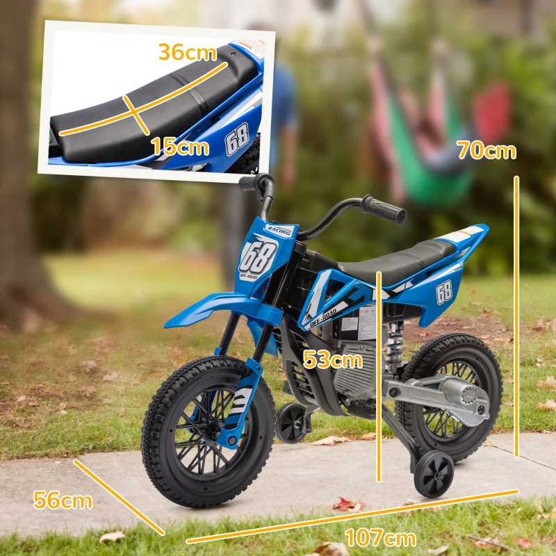 Electric Motorcycle for Children with Training Wheels and Music, 3-6 Years, 12V Blue - Image 3