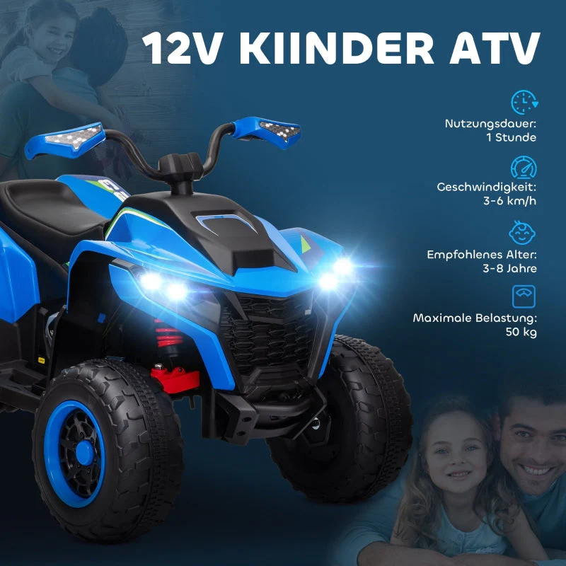 Electric Quad Bike for Children with LED Headlights and Music, Blue - Image 4