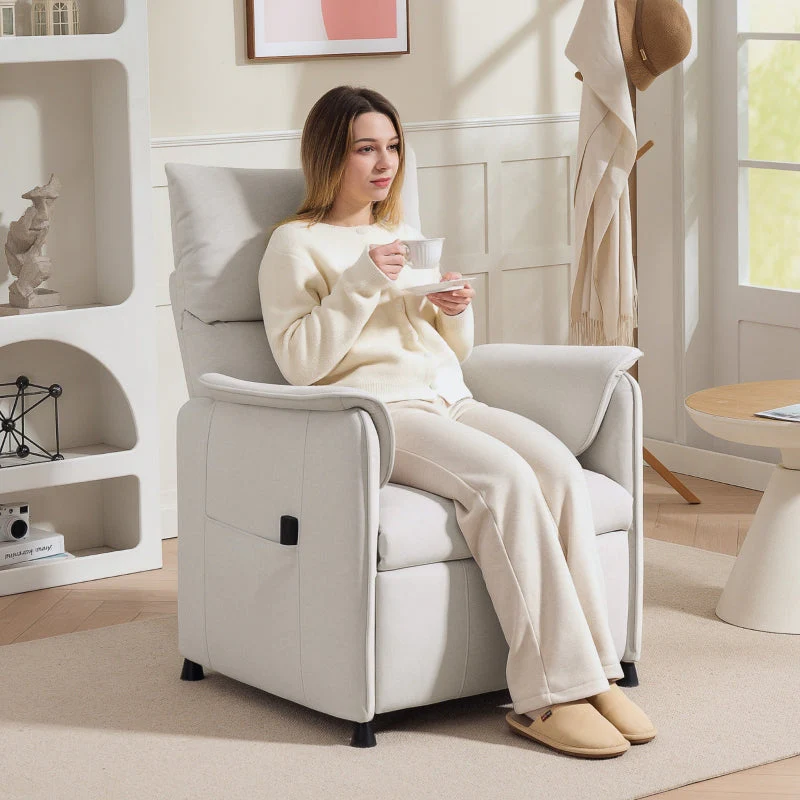 Electric Recliner Chair, Memory Function, Quiet, Adjustable, Pet-Friendly Faux Velvet, Cream