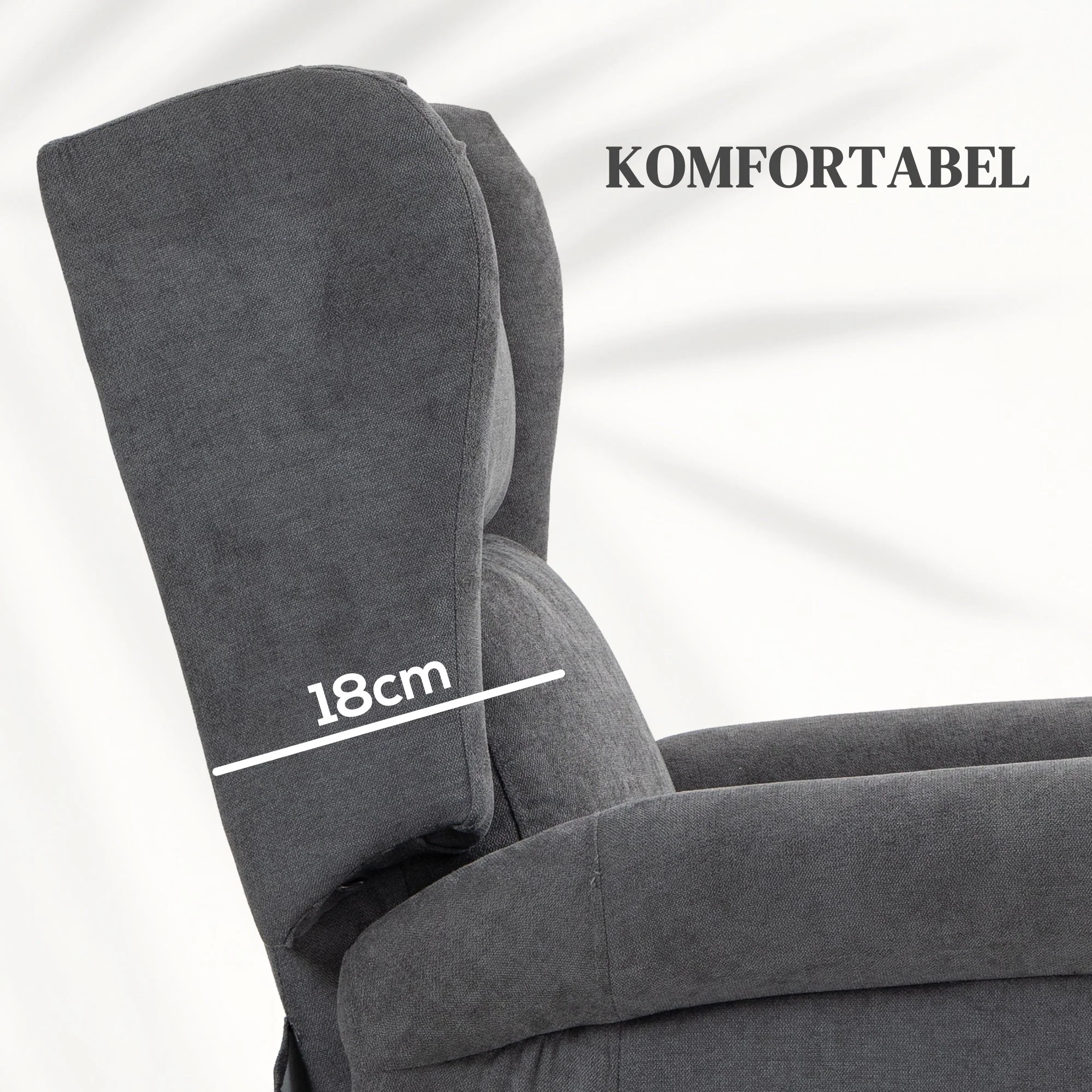 Electric Recliner, Lift Function Side Pocket Remote Control, Linen-Look Upholstery - Image 5