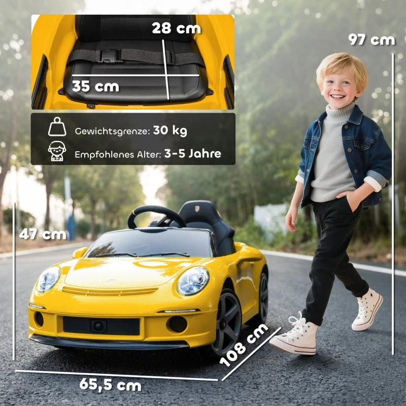 Electric Ride-on Car for Children with Remote Control and Music, Yellow - Image 3