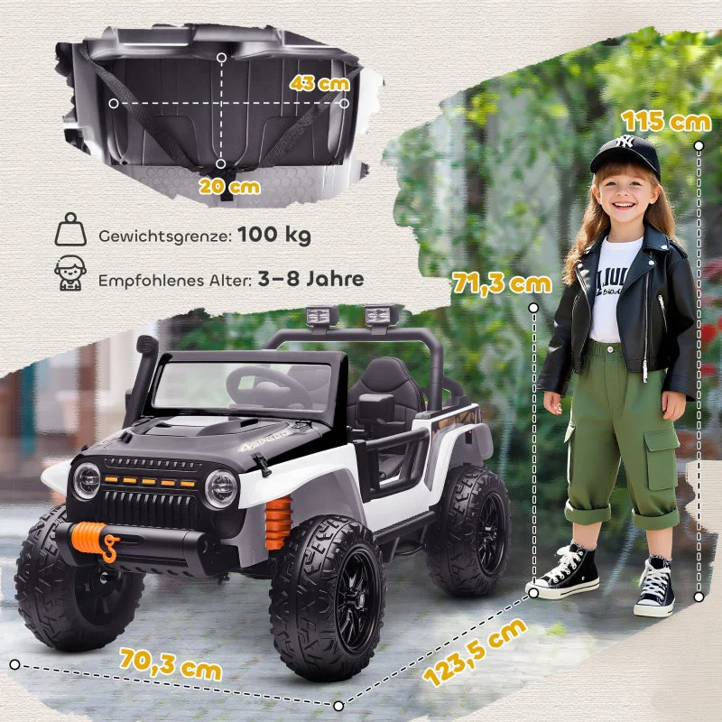 Electric Ride-on Car with Parent-Child Seat and Remote Control, White - Image 3