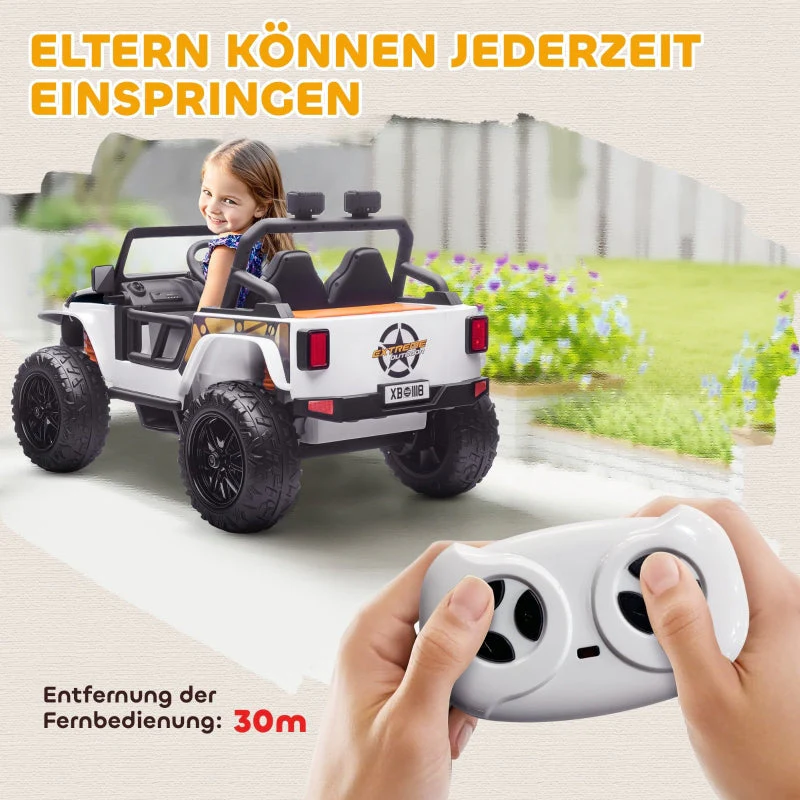 Electric Ride-on Car with Parent-Child Seat and Remote Control, White - Image 6
