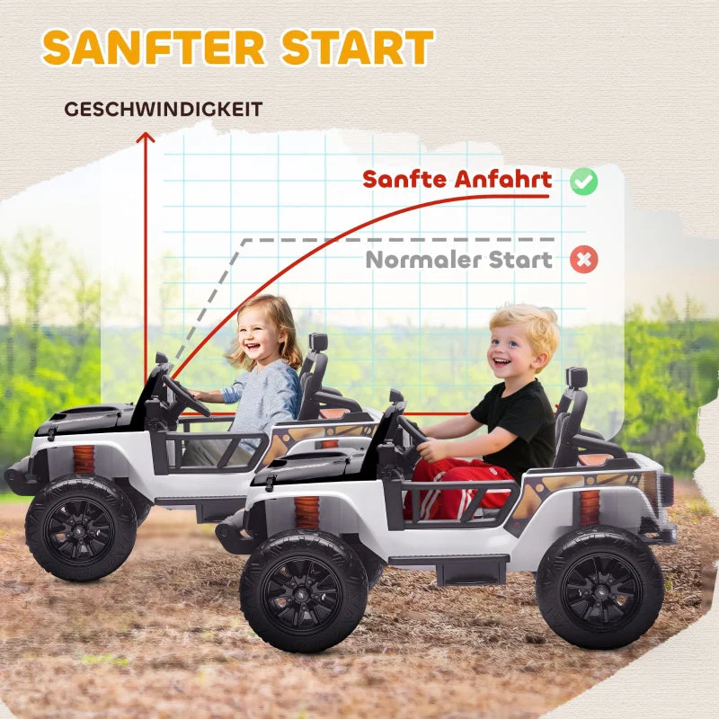 Electric Ride-on Car with Parent-Child Seat and Remote Control, White - Image 7