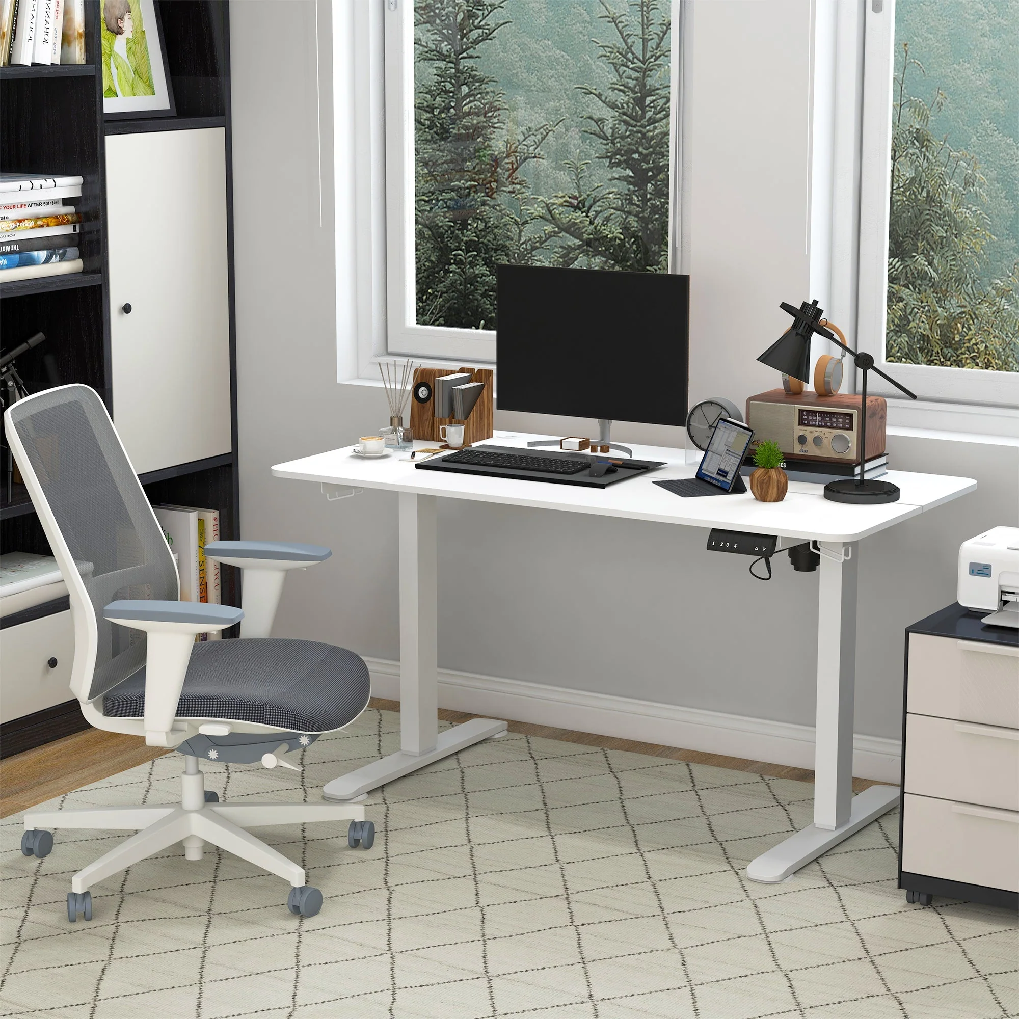 Electric Standing Desk 140x70cm Ergonomic 4-Memory Anti-Collision White