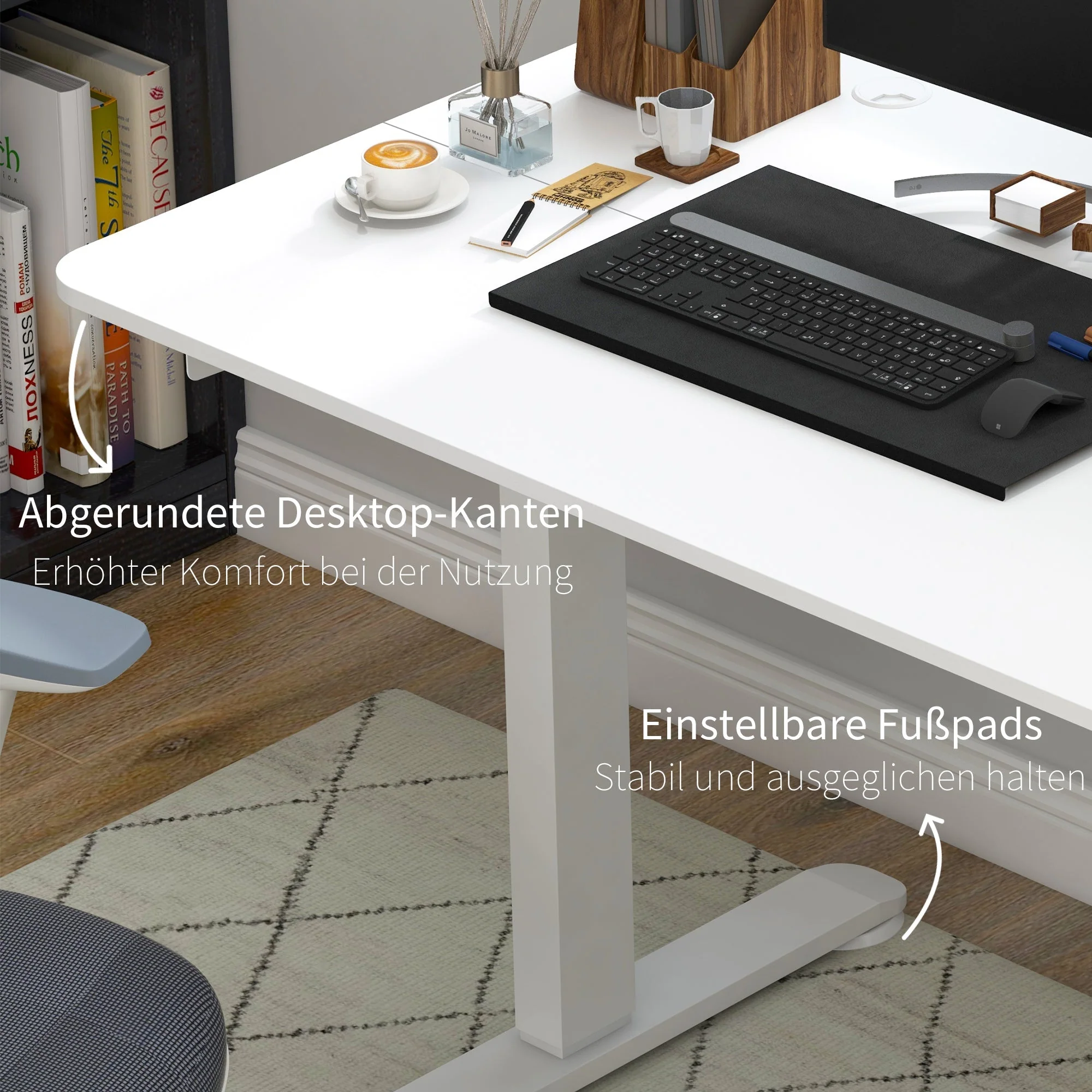 Electric Standing Desk 140x70cm Ergonomic 4-Memory Anti-Collision White - Image 7