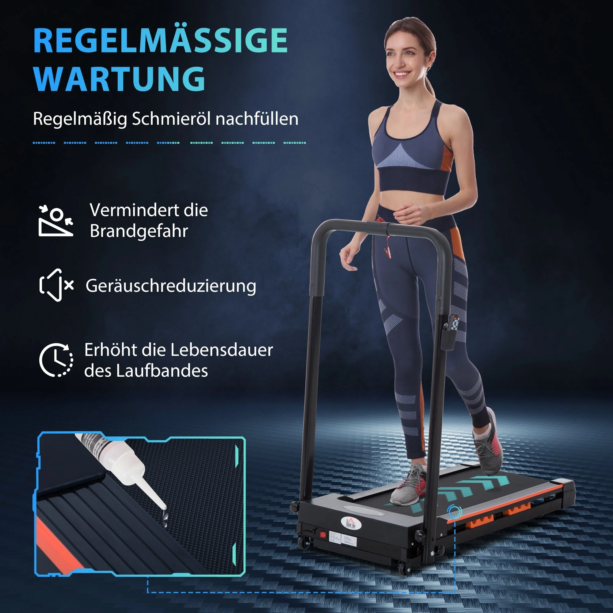 Electric Treadmill, Foldable Fitness Equipment 1-6 km/h, Sturdy Steel Frame, Black - Image 6