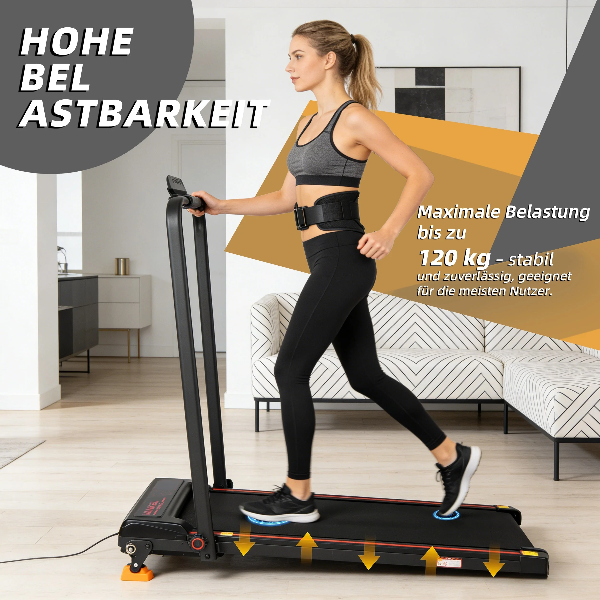 Electric Treadmill, Foldable with App Remote Control and LED Display, 12 km/h 0.75 HP Black - Image 5