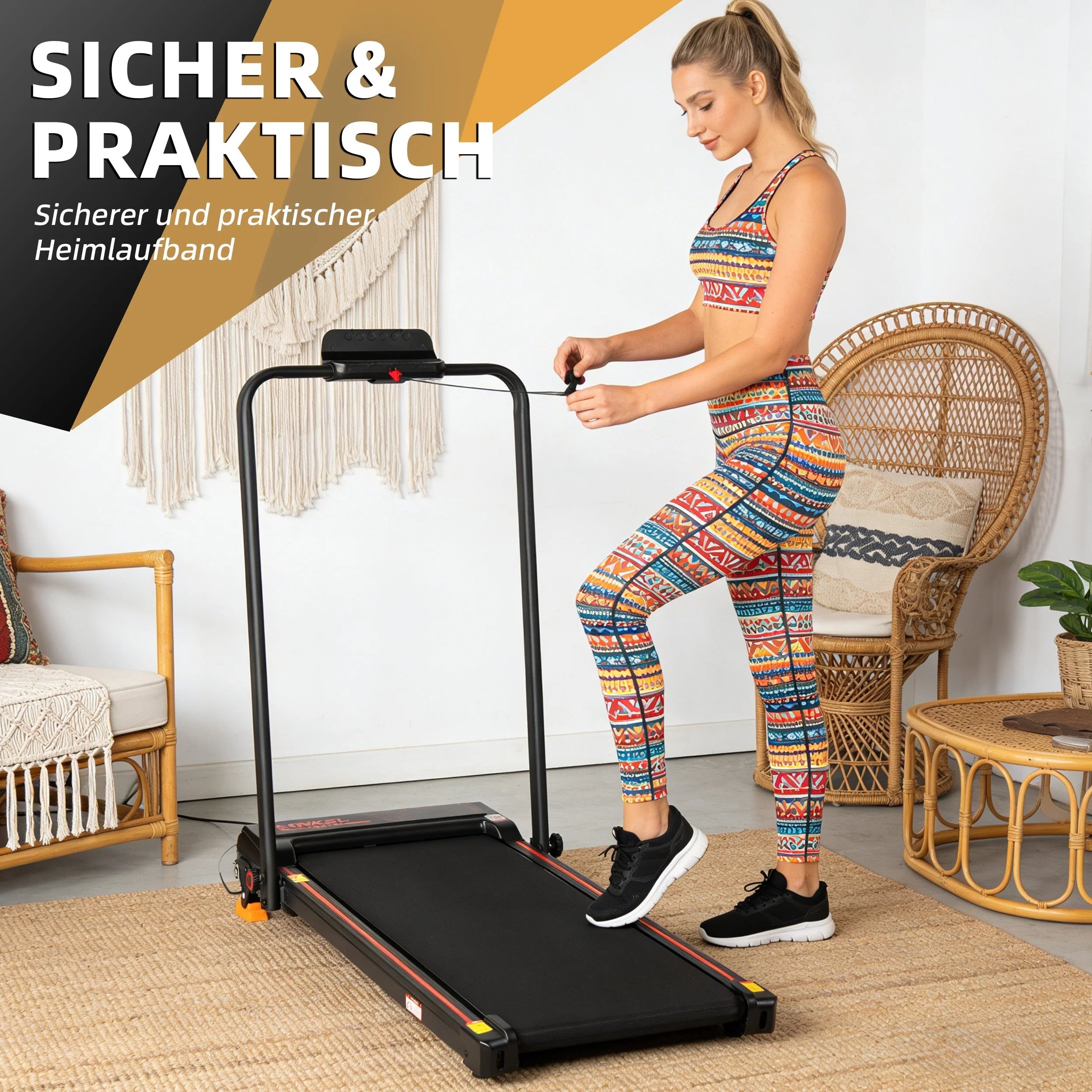 Electric Treadmill, Foldable with App Remote Control and LED Display, 12 km/h 0.75 HP Black - Image 7