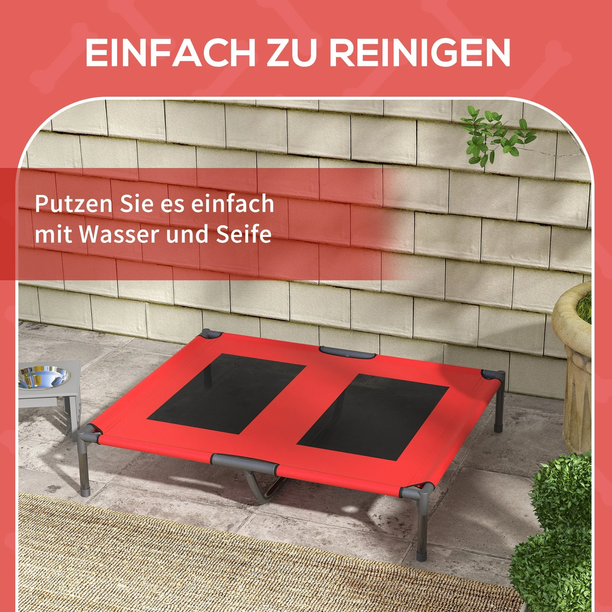 Elevated Dog Bed, Outdoor Lounger Breathable, Oxford Red - Image 6
