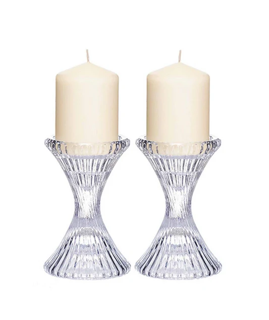Ella Pillar Candleholder Pair 15.5cm