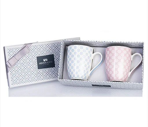 Emily China Mug Pair (Blue/Pink)