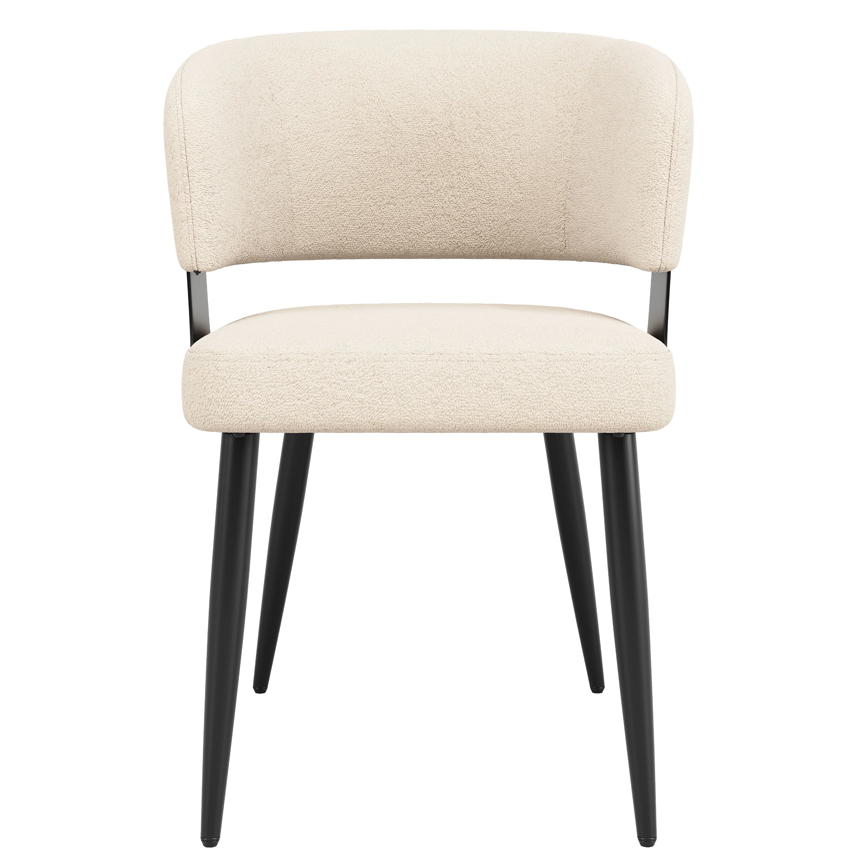 Ergonomic Dining Chair Set of 2 with Curved Backrest, Beige/Grey Flannel - Image 3
