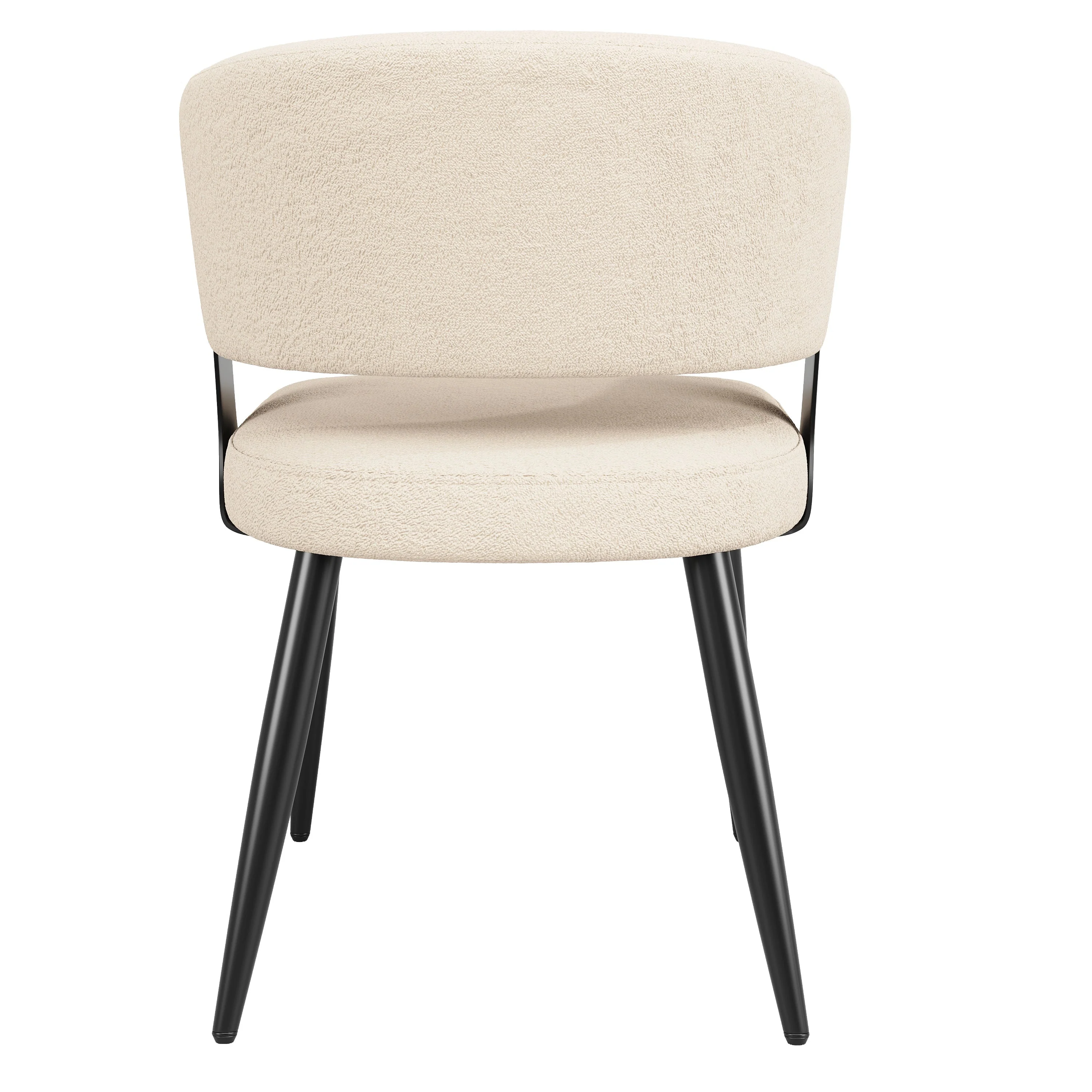 Ergonomic Dining Chair Set of 2 with Curved Backrest, Beige/Grey Flannel - Image 4